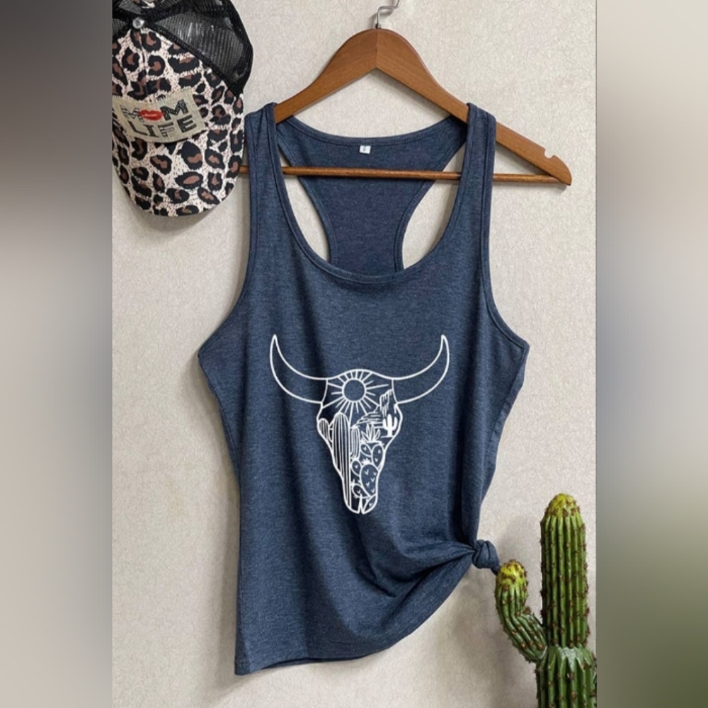 Western longhorn racerback tank top